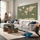 Vintage World Map Canvas Wall Art Print, Classic Global Map