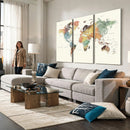 Framed World Map Wall Art Canvas Print for Living Room and