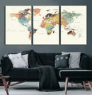 Framed World Map Wall Art Canvas Print for Living Room and by MyGreatCanvas | Canvas Wall Art Prints | Photo Prints & Wall Decor