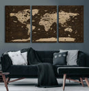 Colorful World Map Canvas Wall Art with Landmarks – Framed by MyGreatCanvas | Canvas Wall Art Prints | Photo Prints & Wall Decor