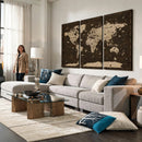Colorful World Map Canvas Wall Art with Landmarks – Framed