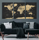 Vintage Blue and Brown World Map Canvas Wall Art – Framed by MyGreatCanvas | Canvas Wall Art Prints | Photo Prints & Wall Decor