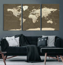 Vintage World Map Canvas Print – Framed Travel Map Wall Art
