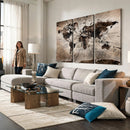 Black and White World Map Canvas Print – Framed Wall Art for