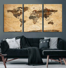 Navy Blue and Gold World Map Canvas Print – Framed Luxury by MyGreatCanvas | Canvas Wall Art Prints | Photo Prints & Wall Decor