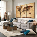 Modern Red and Gray World Map Canvas Print – Framed Wall Art