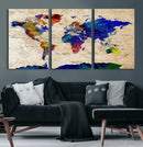 Watercolor World Map Canvas Print – Framed Wall Art for by MyGreatCanvas | Canvas Wall Art Prints | Photo Prints & Wall Decor