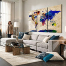 Colorful World Map Canvas Wall Art – Abstract Watercolor Map