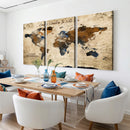 World Map Wall Art – Rustic Earth Tone Canvas Print, Antique