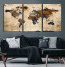 Rustic Watercolor World Map Canvas Wall Art – Framed Travel by MyGreatCanvas | Canvas Wall Art Prints | Photo Prints & Wall Decor
