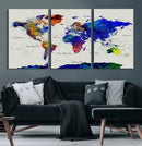 Vintage World Map Canvas Wall Art – Framed Travel Map with by MyGreatCanvas | Canvas Wall Art Prints | Photo Prints & Wall Decor
