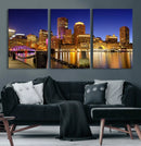 Boston Wall Art Canvas Print, Boston City Downtown Night by MyGreatCanvas | Canvas Wall Art Prints | Photo Prints & Wall Decor