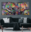 Graffiti Football Helmets Wall Art Canvas Print, Urban by MyGreatCanvas | Canvas Wall Art Prints | Photo Prints & Wall Decor