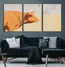 Minimal Longhorn Bull Wall Art Canvas Print, Neutral Western by MyGreatCanvas | Canvas Wall Art Prints | Photo Prints & Wall Decor