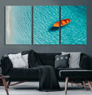 Minimalist Boat Wall Art Canvas Print, Aerial Sea Landscape by MyGreatCanvas | Canvas Wall Art Prints | Photo Prints & Wall Decor