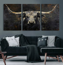 Rustic Longhorn Bull Wall Art Canvas Print – Vintage Western by MyGreatCanvas | Canvas Wall Art Prints | Photo Prints & Wall Decor