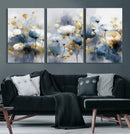 Large Abstract Flowers Wall Art Canvas Print – Gold and Blue by MyGreatCanvas | Canvas Wall Art Prints | Photo Prints & Wall Decor