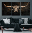 Vintage Longhorn Bull Wall Art Canvas Print – Rustic Western by MyGreatCanvas | Canvas Wall Art Prints | Photo Prints & Wall Decor