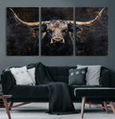 Abstract Longhorn Bull Wall Art Canvas Print – Rustic by MyGreatCanvas | Canvas Wall Art Prints | Photo Prints & Wall Decor