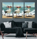 Funny Seagull Wall Art Canvas Print Beach Birds With by MyGreatCanvas | Canvas Wall Art Prints | Photo Prints & Wall Decor