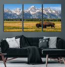 Bison in Mountain Landscape Wall Art Canvas Print – Western by MyGreatCanvas | Canvas Wall Art Prints | Photo Prints & Wall Decor