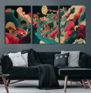 Colorful Japanese Landscape Print: Maximalist Panoramic Wall by MyGreatCanvas | Canvas Wall Art Prints | Photo Prints & Wall Decor
