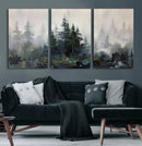 Misty Pine Forest Oil Painting Canvas — Dark Moody Teal Grey by MyGreatCanvas | Canvas Wall Art Prints | Photo Prints & Wall Decor
