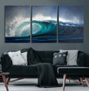 Ocean Wave Canvas Wall Art, Dramatic Teal Blue Seascape Oil by MyGreatCanvas | Canvas Wall Art Prints | Photo Prints & Wall Decor