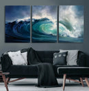 Ocean Wave Canvas Wall Art, Dramatic Teal Blue Seascape Oil by MyGreatCanvas | Canvas Wall Art Prints | Photo Prints & Wall Decor
