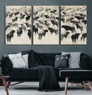 Longhorn Cattle Canvas Wall Art, Black White Stampede Ink by MyGreatCanvas | Canvas Wall Art Prints | Photo Prints & Wall Decor