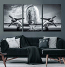 Propeller Plane Wall Art Canvas Print, Black and White by MyGreatCanvas | Canvas Wall Art Prints | Photo Prints & Wall Decor