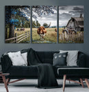 Texas Longhorn Canvas Wall Art, Rustic Farm Barn Bluebonnet by MyGreatCanvas | Canvas Wall Art Prints | Photo Prints & Wall Decor