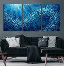 School of Fish Canvas Print | Blue Ocean Underwater Wall Art by MyGreatCanvas | Canvas Wall Art Prints | Photo Prints & Wall Decor
