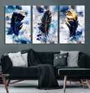 Feather Canvas Wall Art Navy Blue Gold Watercolor Abstract by MyGreatCanvas | Canvas Wall Art Prints | Photo Prints & Wall Decor