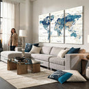 Watercolor World Map Canvas Wall Art Print – Abstract