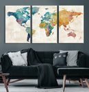 Watercolor World Map Canvas Wall Art Print – Abstract by MyGreatCanvas | Canvas Wall Art Prints | Photo Prints & Wall Decor