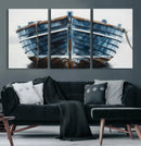 Blue Wooden Rowboat Canvas Wall Art, Coastal Nautical Boat Painting Print for Lake Beach House Decor, Minimalist Maritime Decor Artwork by MyGreatCanvas | Canvas Wall Art Prints | Photo Prints & Wall Decor