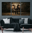 Texas Longhorn Bull Canvas Wall Art, Western Ranch Cattle Photography Print, Rustic Farmhouse Cowboy Decor Artwork by MyGreatCanvas | Canvas Wall Art Prints | Photo Prints & Wall Decor