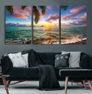 Hawaii Beach Sunset Canvas Wall Art Print, Tropical Ocean Landscape Artwork, Palm Tree Coastal Decor for Living Room Bedroom by MyGreatCanvas | Canvas Wall Art Prints | Photo Prints & Wall Decor