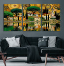 Gustav Klimt Golden Cityscape Wall Art Canvas Print,