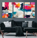 Blue Teal Abstract Canvas Wall Art, Modern Textured Painting Print, Navy Orange White Contemporary Art, Neutral Living Room Decor, Office Art by MyGreatCanvas | Canvas Wall Art Prints | Photo Prints & Wall Decor