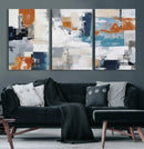 Blue Teal Abstract Canvas Wall Art, Modern Textured Painting Print, Navy Orange White Contemporary Art, Neutral Living Room Decor, Office Art by MyGreatCanvas | Canvas Wall Art Prints | Photo Prints & Wall Decor