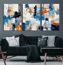 Blue Teal Abstract Canvas Wall Art, Modern Textured Painting Print, Navy Orange White Contemporary Art, Neutral Living Room Decor, Office Art by MyGreatCanvas | Canvas Wall Art Prints | Photo Prints & Wall Decor