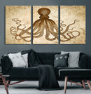 Sepia Octopus Wall Art Abstract Animal Canvas Print