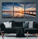 Wooden Pier on Seascape and Sunset Wall Art Canvas Print by MyGreatCanvas | Canvas Wall Art Prints | Photo Prints & Wall Decor