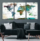 Modern Watercolor World Map Canvas Wall Art – Framed by MyGreatCanvas | Canvas Wall Art Prints | Photo Prints & Wall Decor