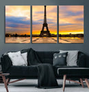 Paris Eiffel Tower Sunset Canvas Wall Art Print - Iconic