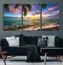 Framed Tropical Sunset Art Canvas Print