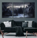 Night Landscape and Trees Wall Art Canvas Print