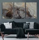 Gray Marble Fluid Wall Art – Modern Abstract Canvas Print